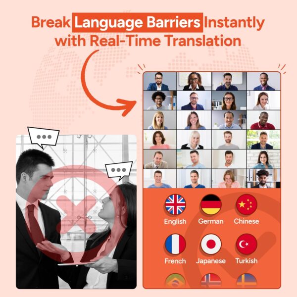 سماعات الأذن لترجمة اللغة مع إلغاء الضوضاء