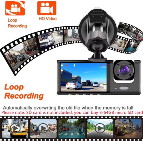 كاميرا داش مزدوجة لكاميرا السيارة الأمامية والداخلية