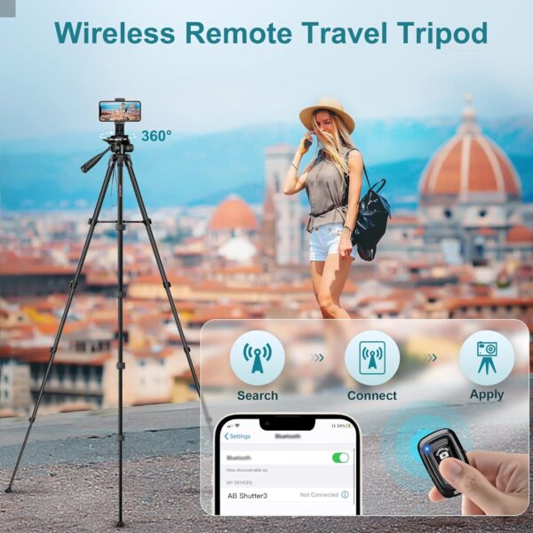 حامل ثلاثي لهاتف joilcan، وحامل ثلاثي بحجم 68" لتصوير صور الفيديو على حامل الهاتف، وحامل ثلاثي لأرضية السفر متوافق مع كاميرا iphone كانون نيكون dslr، وحاملات ثلاثية للهواتف المحمولة مع جهاز تحكم عن بعد/حقيبة سفر