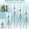 حامل ثلاثي لهاتف joilcan، وحامل ثلاثي بحجم 68" لتصوير صور الفيديو على حامل الهاتف، وحامل ثلاثي لأرضية السفر متوافق مع كاميرا iphone كانون نيكون dslr، وحاملات ثلاثية للهواتف المحمولة مع جهاز تحكم عن بعد/حقيبة سفر